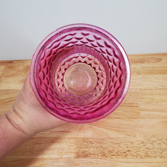 Lavander Round Vase Diamond Texture 9" Tall, 5" D Base, 4" D Top - Picture 5 of 6